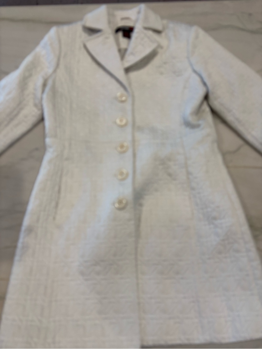 Weather Tamer Women's White Textured Button-Front Coat small